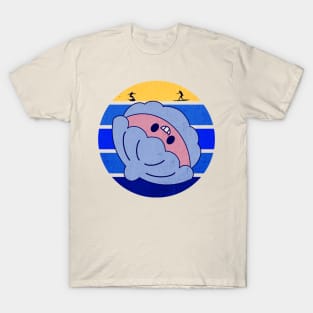 Vintage Sun Kawaii Cute Smiley Shellfish T-Shirt